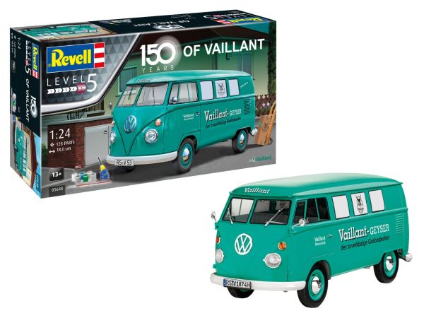 REV05648 - Geschenkset 150 Jahre Vaillant - VOLKSWAGEN T1 Bus zum Zusammenbauen mit Basiszubehör - 1