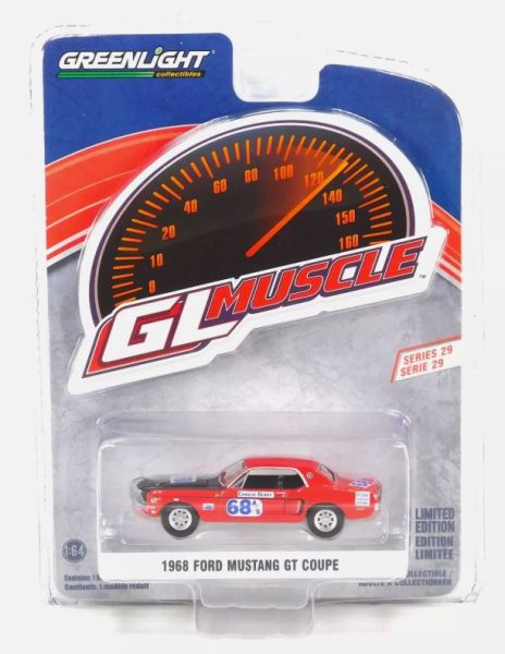 GREEN13360-B - FORD Mustang GT Coupé #68 1968 rot aus der GL MUSCLE-Serie in Blisterverpackung - 1