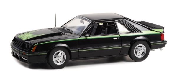 GREEN13603 - FORD Mustang cobra 1980 Schwarz mit Grafik auf der Motorhaube. - 1