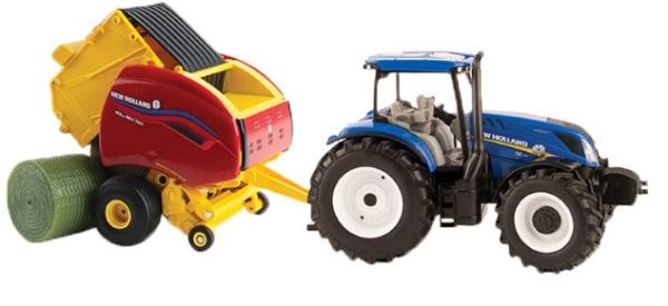 ERT13966 - NEW HOLLAND T6.180 mit Rundballenpresse NEW HOLLAND Roll-Belt 560 - 1