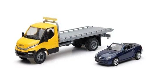 NEW16233A - LKW IVECO Autotransporter mit MERCEDES SLK 350 blau - 1