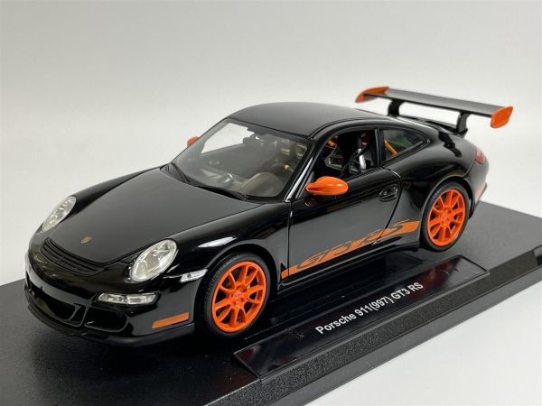 WEL18015NOIR - PORSCHE GT3 rs 2007 Schwarz mit orangefarbenen Felgen - 1