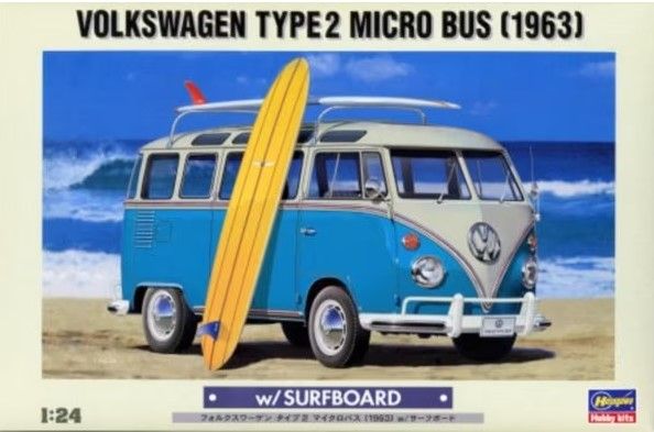 HAW20247 - VOLKSWAGEN Typ 2 Microbus 1963 mit Surf zum Zusammenbauen und Bemalen. - 1