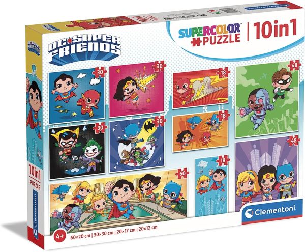 CLE20272 - Puzzle 10 in 1 3x18 4x30 2x48 und 1x60 Teile Die Freunde von Dc Comics - 1