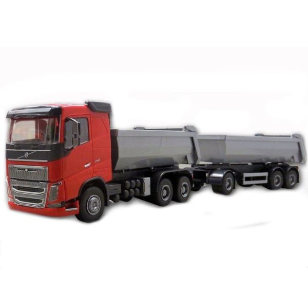 EMEK20355 - VOLVO FH16 6x4 rot mit 1 + 2 Achsen Anhänger - 1