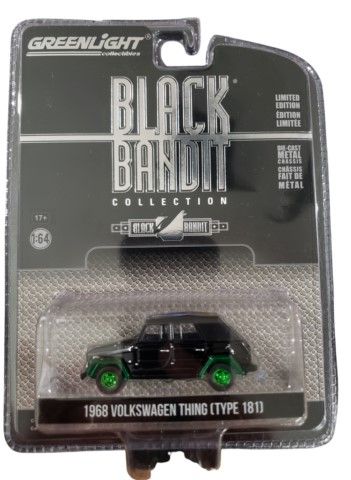 GREEN28110-DVERT - DATSUN 510 mit Skiträger grüne Felgen 1971 schwarz aus der Serie BLACK BANDIT in Blisterverpackung. - 1