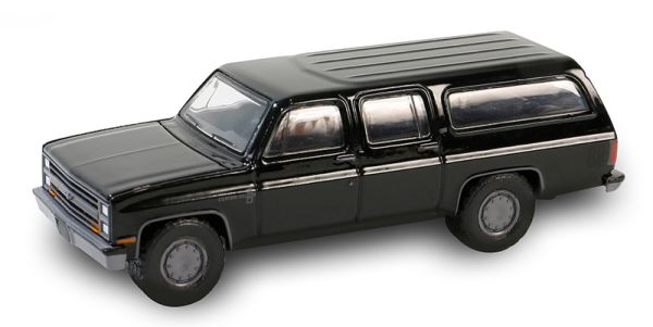 GREEN28150-D - CHEVROLET Suburban C10 custom deluxe 1985 schwarz aus der Serie BLACK BANDIT unter Blisterverpackung. - 1