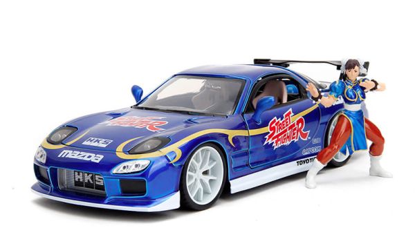 JAD30838 - MAZDA RX-7 mit CHUN-LI Figur Blau 1993 STREET FIGHTER. - 1