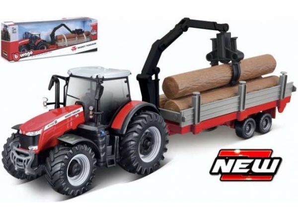 BUR31659 - MASSEY FERGUSON 8740S mit Forstanhänger. - 1