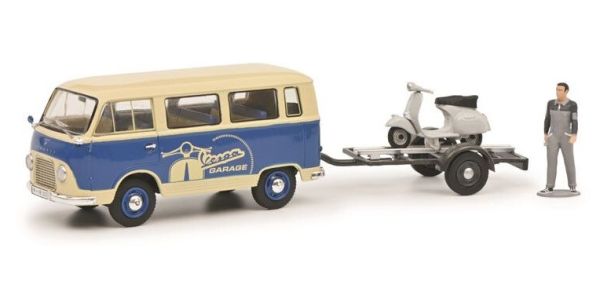 SCH3200 - FORD FK1000 beige mit Vespa Anhänger und Figur - 1