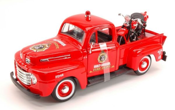 MST32191 - FORD F-1 Pick-up mit Motorrad HARLEY DAVIDSON 1936 Feuerwehrmann - 1