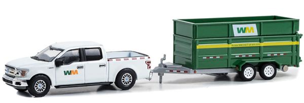 GREEN32290-C - FORD F-150 Supercraw 2018 mit Kippanhänger WAST MANAGEMENT aus der Serie Hitch & Tow unter Blisterverpackung. - 1