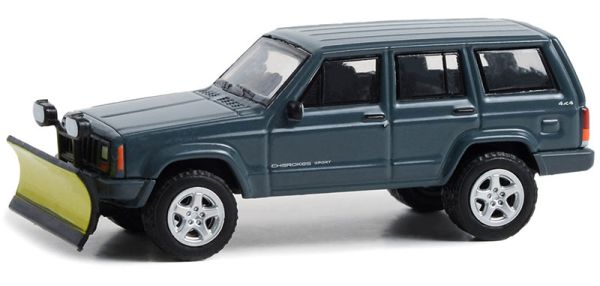 GREEN35260-E - JEEP Cherokee sport 2000 mit Schneepflug aus der BLUE COLLAR Serie unter Blisterverpackung. - 1