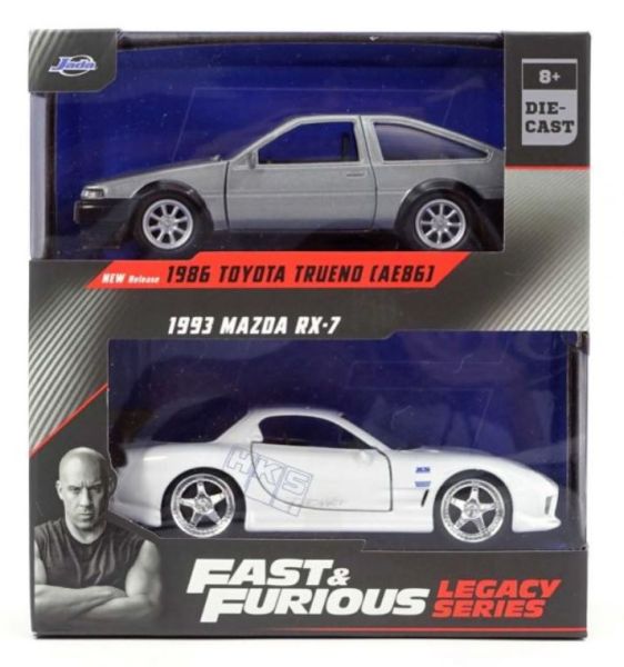 JAD35690 - Twin Pack - TOYOTA Trueno 1986 grau mit MAZDA RX7 1993 weiß - FAST and FURIOUS - 1