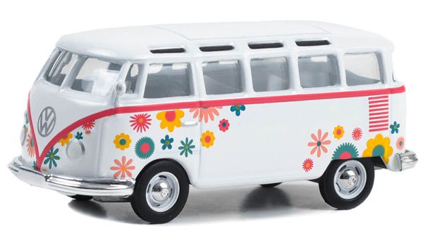 GREEN36080-B - VOLKSWAGEN Typ 2 samba bus 1964 - Flower power von der Serie CLUB V-DUB in Blisterverpackung. - 1