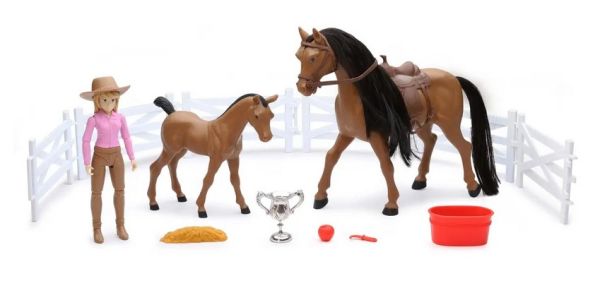 NEW37746B - Valley Ranch Set mit braunem Pferd und Reiter - 1