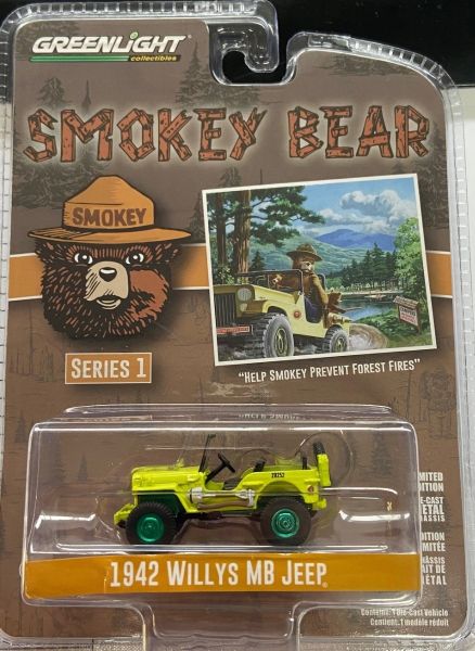 GREEN38020-AVERT - JEEP Willys MB 1942 mit grünen Felgen aus der SMOKEY BEAR Serie in Blisterverpackung. - 1