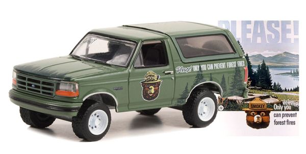 GREEN38040-E - FORD Bronco 1996 grün aus der SMOKEY BEAR-Serie unter Blisterverpackung. - 1