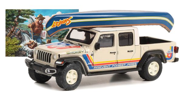 GREEN38040-F - JEEP Gladiator 2021 mit Kanu aus der SMOKEY BEAR-Serie in Blisterverpackung. - 1