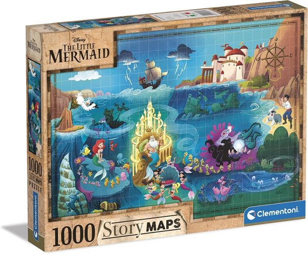 CLE39664 - Disney Maps 1000 Teile Puzzle Die kleine Meerjungfrau - 1