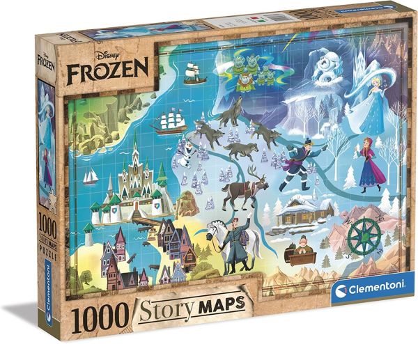 CLE39666 - Puzzle 1000 Teile Disney maps Die Schneekönigin - 1