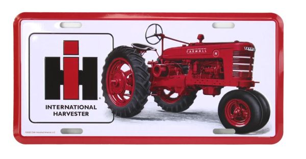 42067 - Metallschild INTERNATIONAL Harvester mit Traktor - 30x15 cm - 1