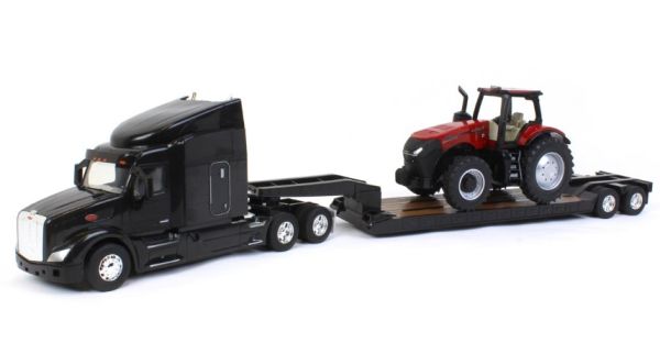 ERT47369 - PETERBILT 579 6x4 mit 2-achsiger Tiefladerpritsche und CASE IH 380 Magnum. - 1