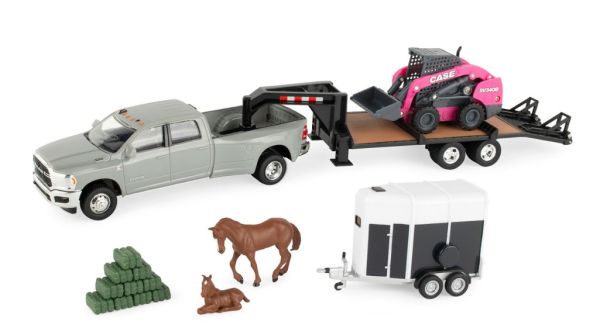 ERT47431 - DODGE Ram 3500 mit Schwanenhalspritsche Mini-Lader CASE SV340B Pink Van und Zubehör - 1