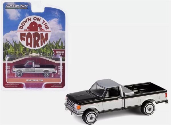 GREEN48100-E - FORD F-250 1990 Schwarz und grau aus der Serie DOWN ON THE FARM Serie 10 in Blisterverpackung. - 1