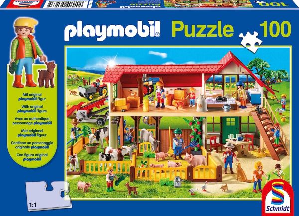 SCM56163 - 100-Teile-Puzzle PLAYMOBIL auf dem Bauernhof mit Spielfigur - 1