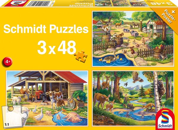 SCM56203 - 3 Puzzles 48 Teile Alle meine Lieblingstiere - 1