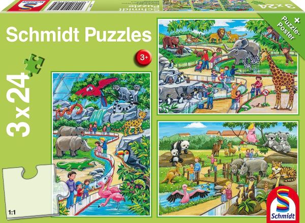 SCM56218 - 3 Puzzles 24 Teile Tag im Zoo - 1