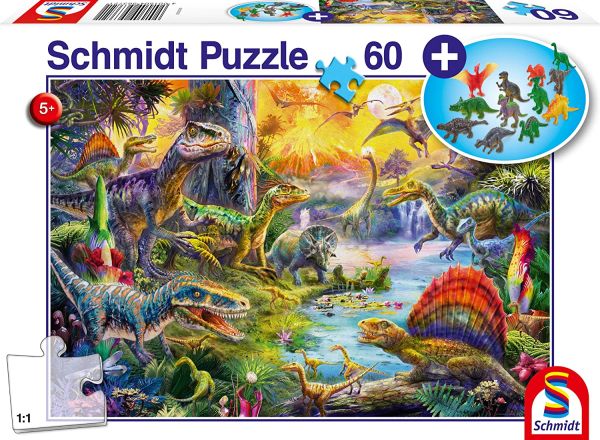 SCM56372 - Puzzle 60 Teile Dinosaurier mit Figuren - 1