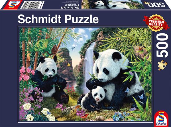 SCM57380 - 500-Teile-Puzzle Die Panda-Familie am Wasserfall - 1