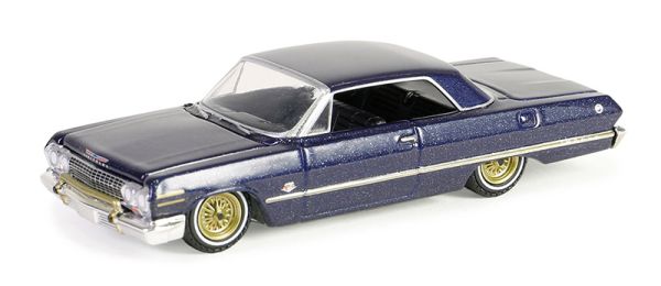 GREEN63060-C - CHEVROLET Impala 1963 blau aus der Serie CALIFORNIA LOWRIDERS unter Blisterverpackung. - 1