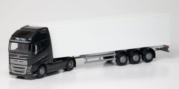 EMEK81133 - VOLVO FH16 GL 750 XL 4x2 schwarz mit Anhänger 3 Achsen Weiss. - 1