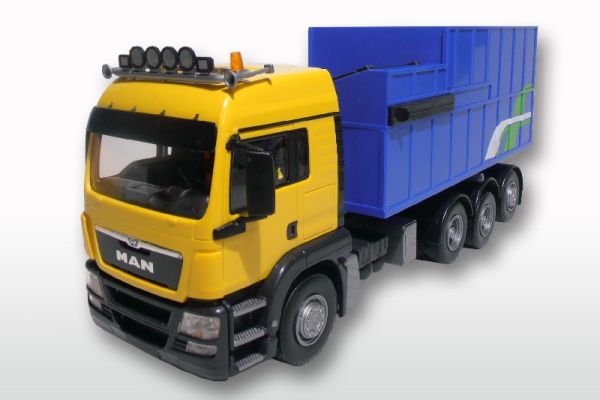 EMEK83899 - MAN TGS LX gelb 8x4 Forwarder mit Müllcontainer - 1