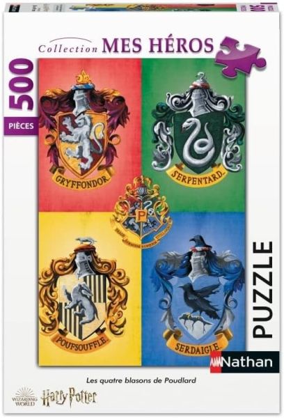 NAT871162 - Puzzle 500 Teile HARRY POTTER - Die 4 Wappen von Hogwarts - 1