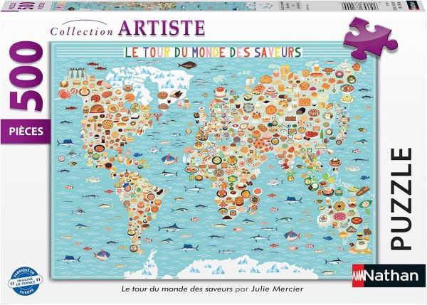 NAT872909 - Puzzle 500 Teile Die Reise um die Welt der Geschmäcker von Julie Mercier - 1