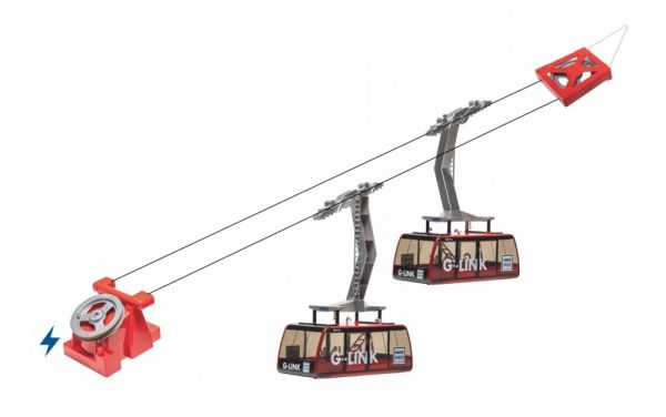 JC89392 - Elektrische Seilbahn mit 2 Gondeln rot und schwarz - G-LINK - 1