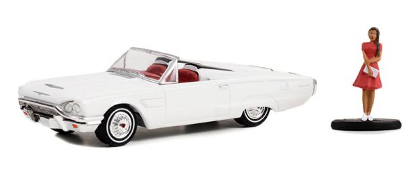 GREEN97140-B - FORD Thunderbird Cabriolet 1965 Weiß mit Frau im Kleid aus der Serie THE HOBBY SHOP in Blisterverpackung - 1