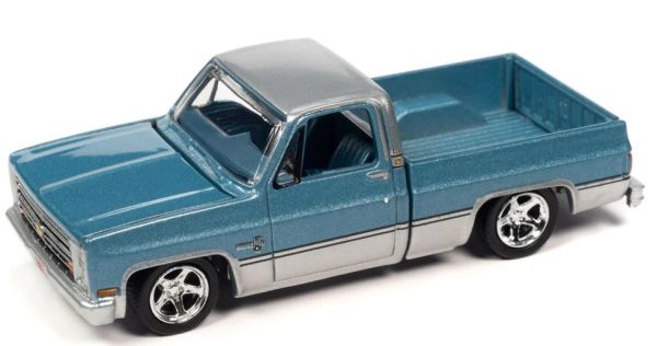 AW64402B-D - CHEVY Silverado Fleeside 1985 blau und grau – Im Blister - 1