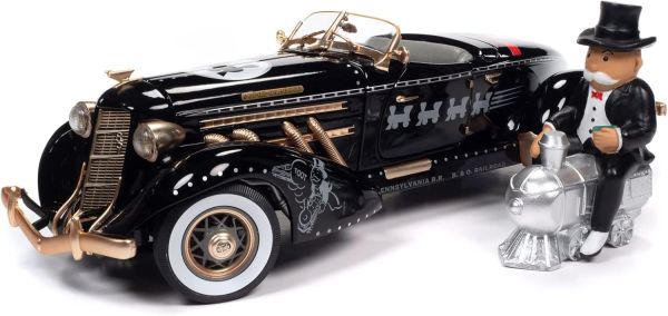 AWSS140 - AUBURN 831 Speedster 1935 Schwarz und Gold MONOPOLY mit Figur - 1