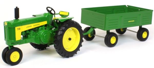 ERT45686 - JOHN DEERE 730 Reihenfrucht mit Lastkahnanhänger - 1