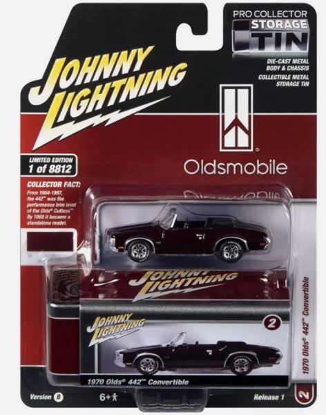 JLCT011-C - OLDSMOBILE 442 Cabriolet 1970 Bordeaux aus der COLLECTOR TINS-Serie in Blisterverpackung - 1