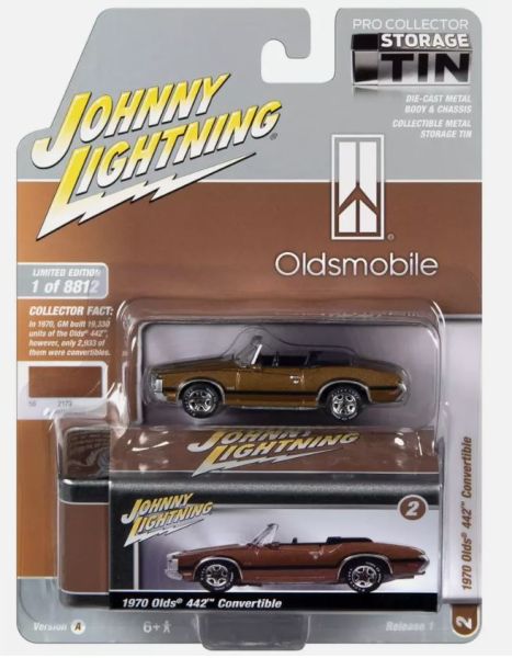 JLCT011-D - OLDSMOBILE 442 Cabriolet 1970 Braun aus der COLLECTOR TINS-Serie in Blisterverpackung - 1