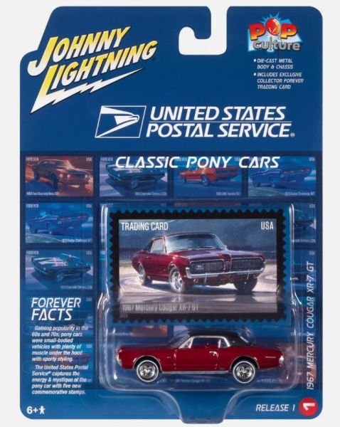 JLPC011-A - MERCURY Cougar XR-7 GT 1967 bordeaux - UNITED STATES POSTAL SERVICE - aus der Serie POP CULTURE 2023 in Blisterverpackung - 1