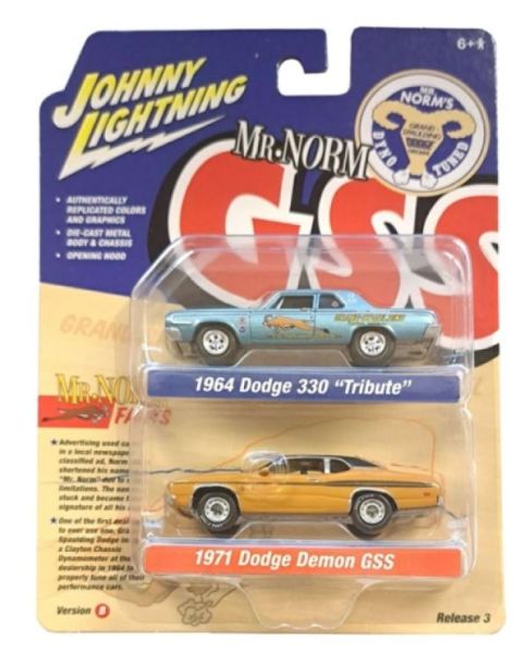 JLPK019B-2 - DODGE 330 Tribute 1964 blau und DODGE Demon GSS 1971 braun aus der TWIN PACK Serie B - in Blisterverpackung - 1