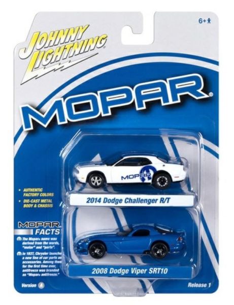 JLPK020A-1 - DODGE Challenger R/T 2014 weiß und DODGE Viper SRT10 2008 blau aus der MOPAR-Serie in Blisterverpackung - 1