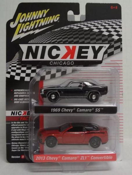 JLPK020A-3 - CHEVROLET Camaro SS 1969 Schwarz und CHEVROLET Camaro ZL1 Cabriolet 2013 Rot aus der NICKEY-Serie in Blisterverpackung - 1